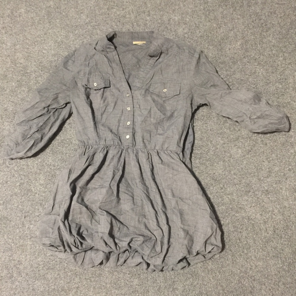 Denim Pattern Cotton Poof Dress | Pretty Good